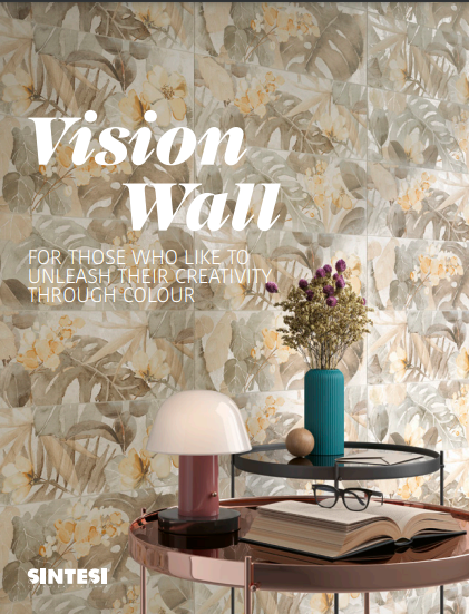 Piastrella effetto resina cementizia decoro floreale beige 20x60 - SINTESI VISION WALL FLOWER BEIGE 1A SCELTA (12PZ/1,44MQ AL PACCO)