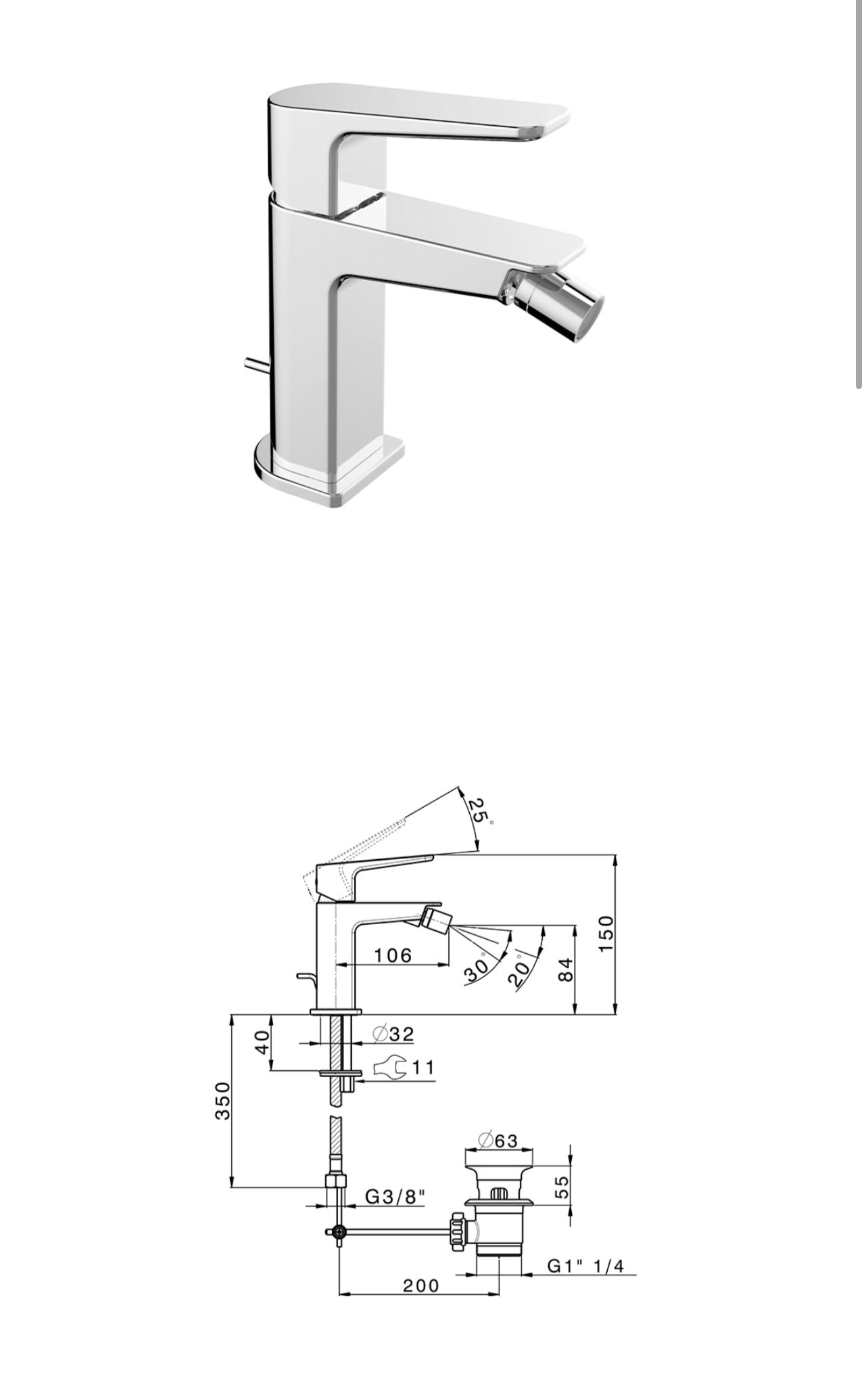 Rubinetti miscelatori a cascata lavabo e bidet Rock & Roll Cisal Made in Italy